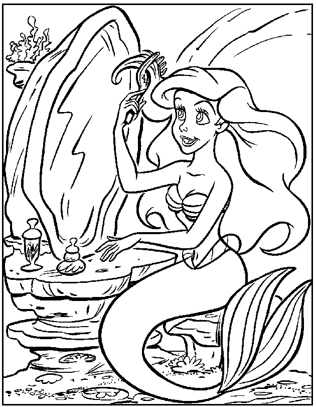 ocean with mermaid coloring pages for kids - photo #43