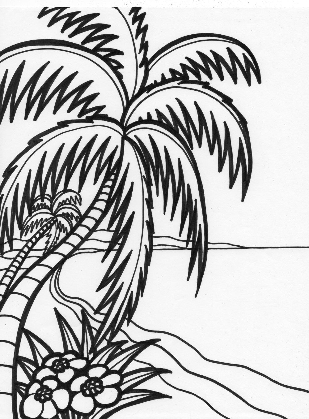 palm tree sunset coloring pages - photo #9