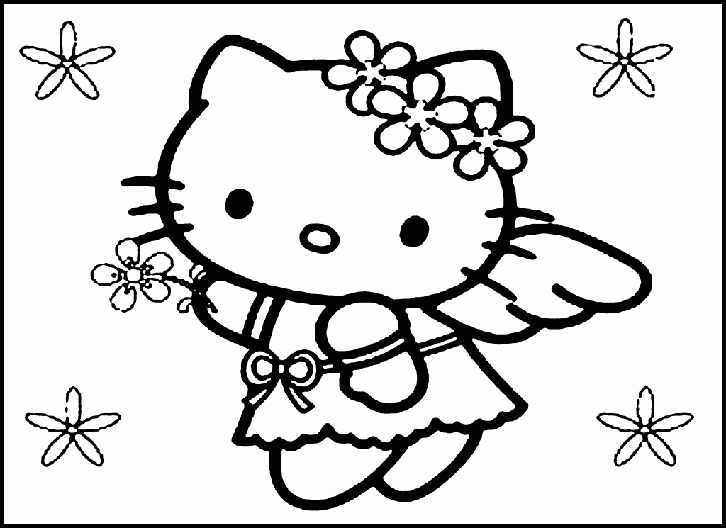 Coloring Hello Kitty Pages 1024x745