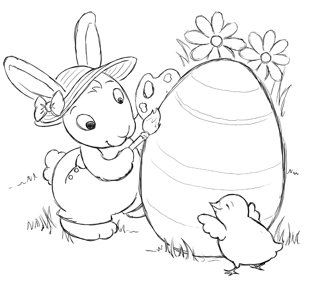 easter bunny egg coloring pages - photo #24