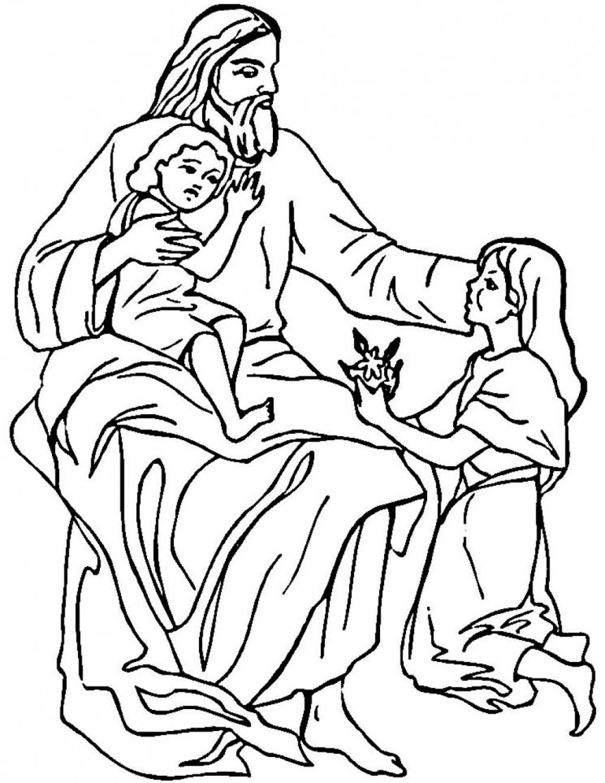 Jesus Loves The Children Coloring Page