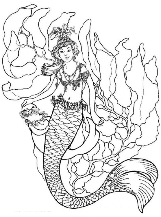 kid coloring pages of mermaid - photo #20