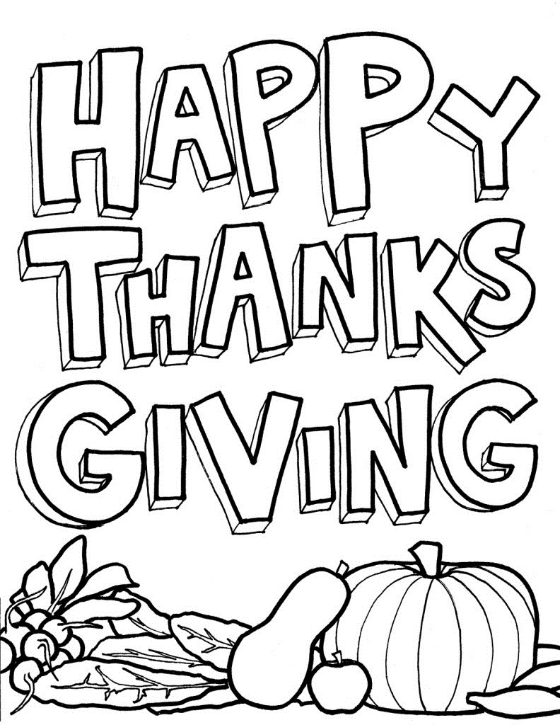 a sign that says thanksgiving coloring pages - photo #33