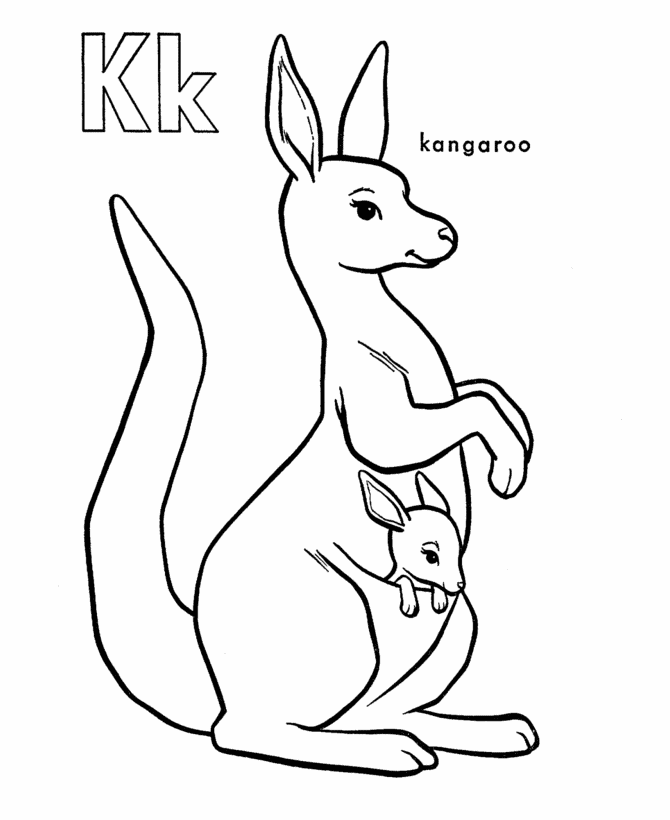 k is for kangaroo coloring pages - photo #8