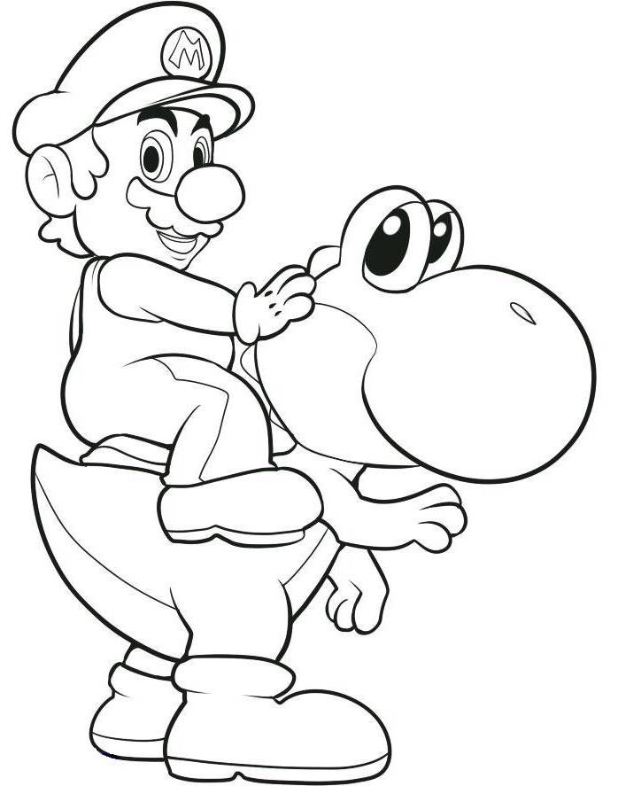 yoshi and mario coloring pages - photo #1