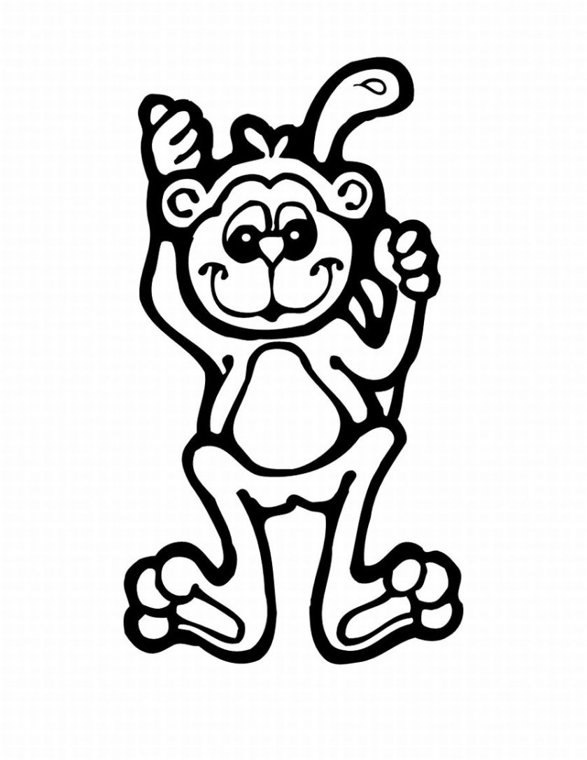 Simple Free Monkey Coloring Pages for Kindergarten