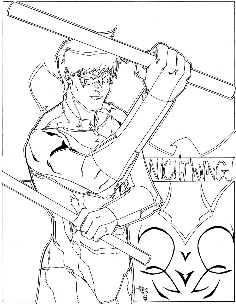 Batman Robin Nightwing Red Hood Drawing Sketch Coloring Page