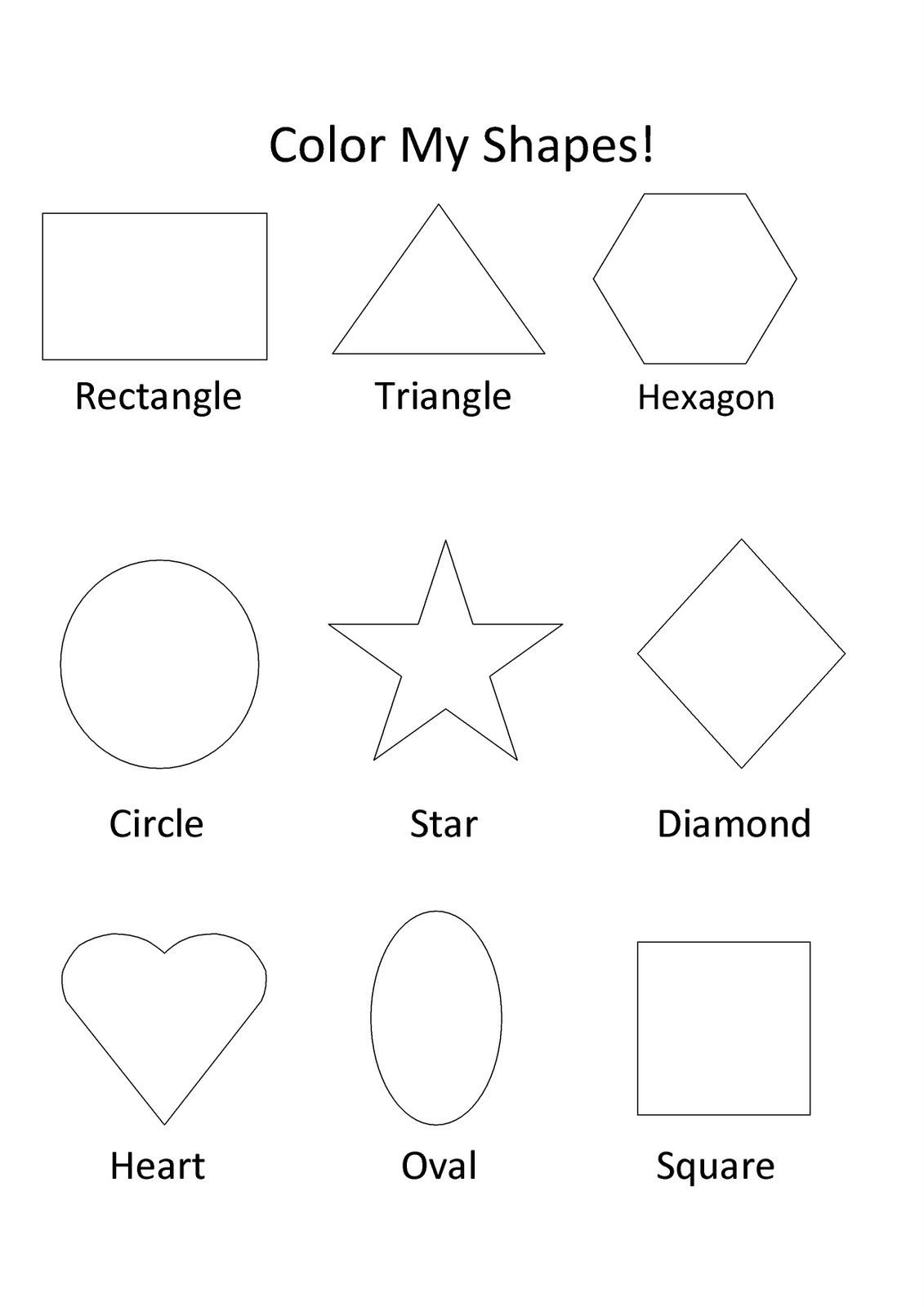 shapes coloring printable