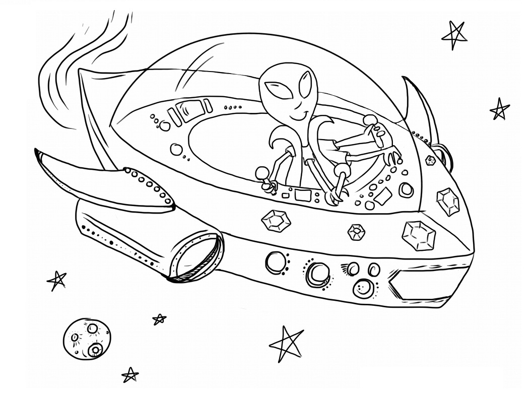 Space Alien Coloring Pages