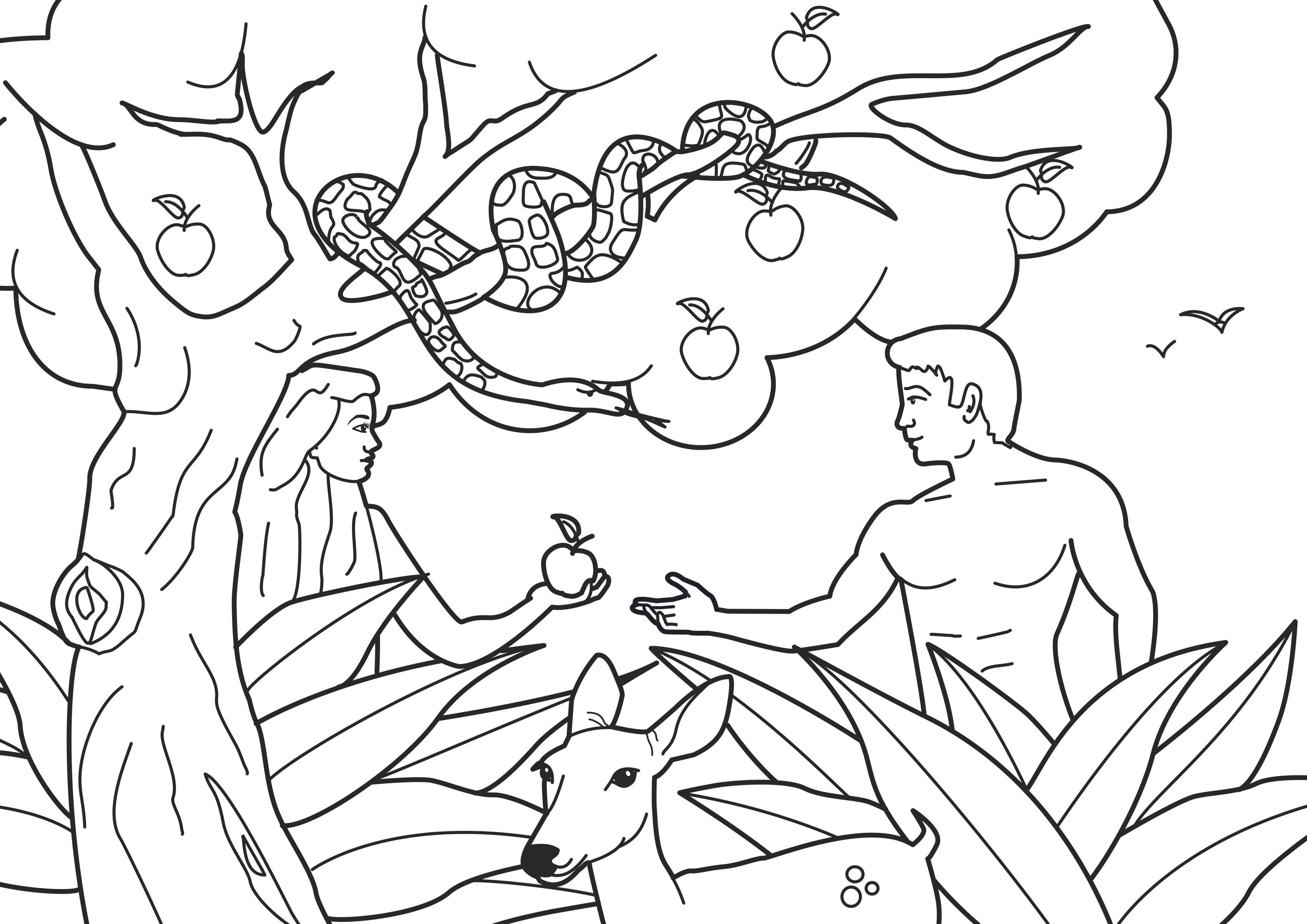 Adam and Eve Coloring Pages Printable
