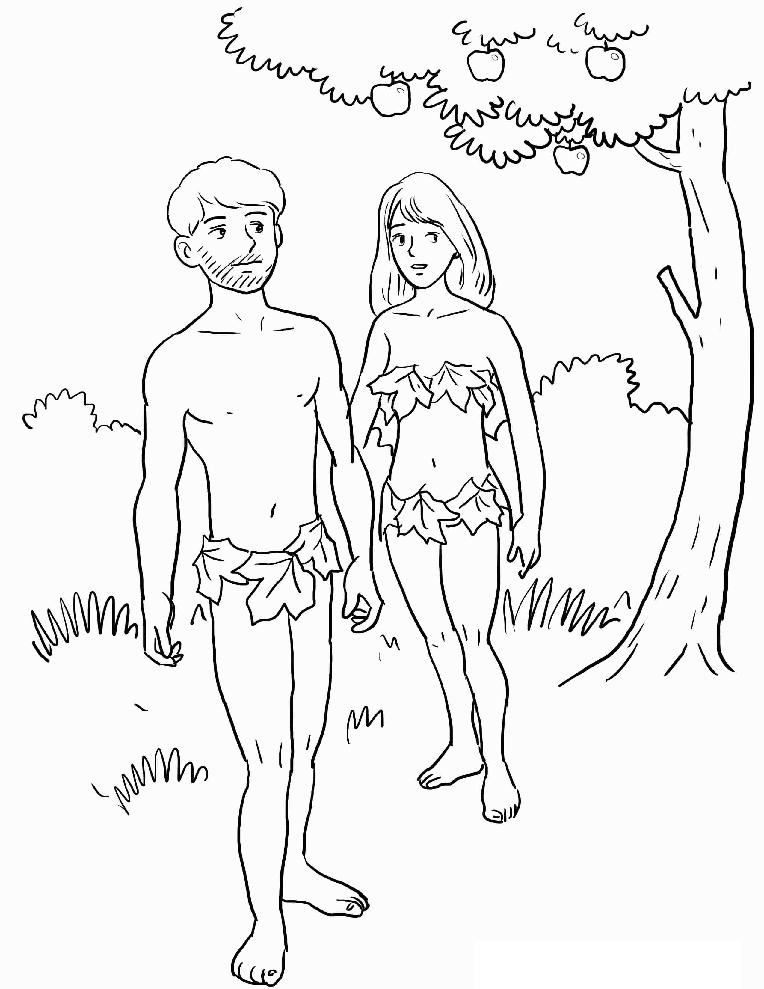 Adam and Eve Coloring Pages for Kids