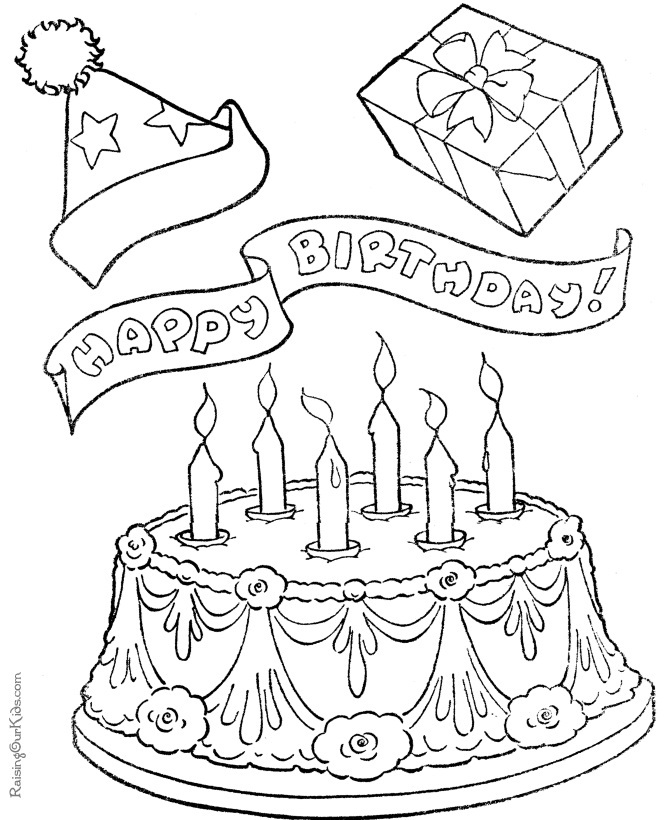 birthday cake pictures coloring pages - photo #15