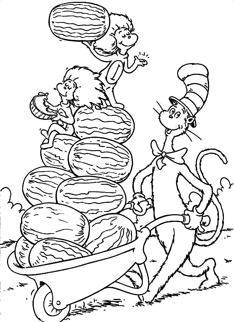 Dr Seuss Cat In The Hat Coloring Pages Sketch Coloring Page