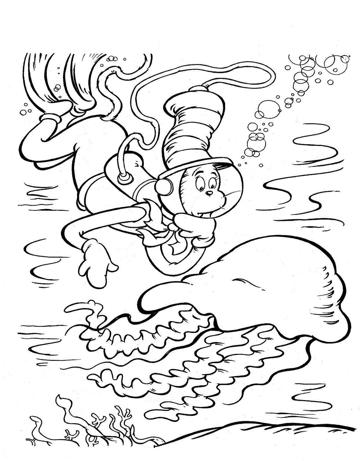 Cat Hat Printable Coloring Pages Coloring Pages