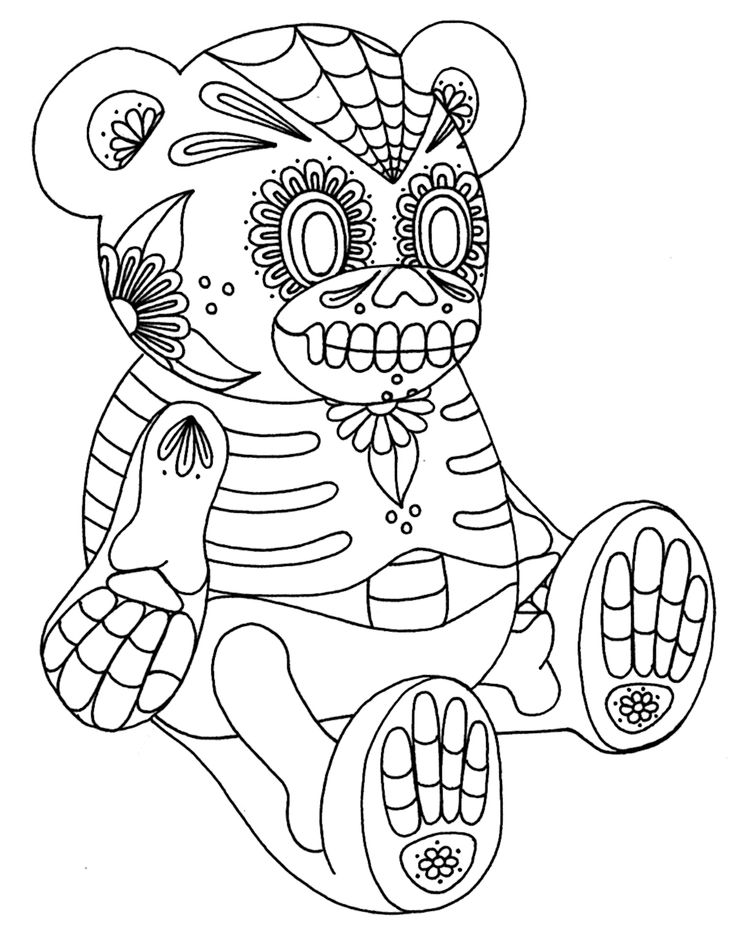 Free Printable Day Dead Coloring Pages Art Halloween