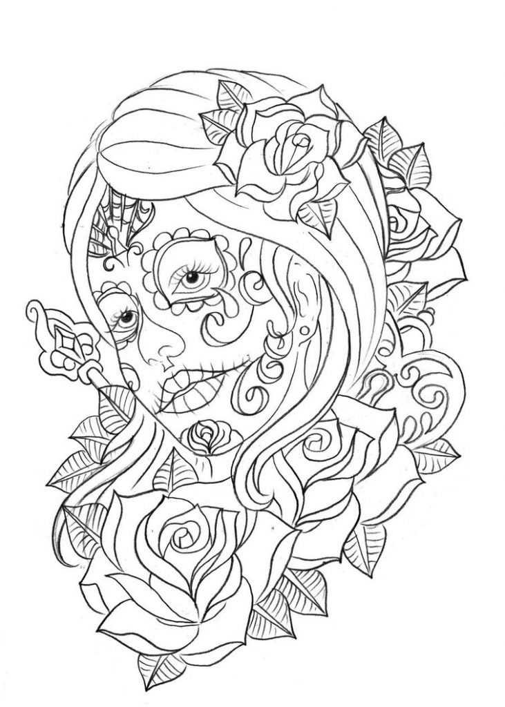 14 Rose And Skull Coloring Pages For Adults Princess Belle Coloring 