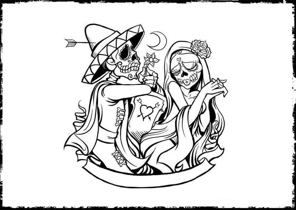 day of the dead skeleton coloring pages - photo #15