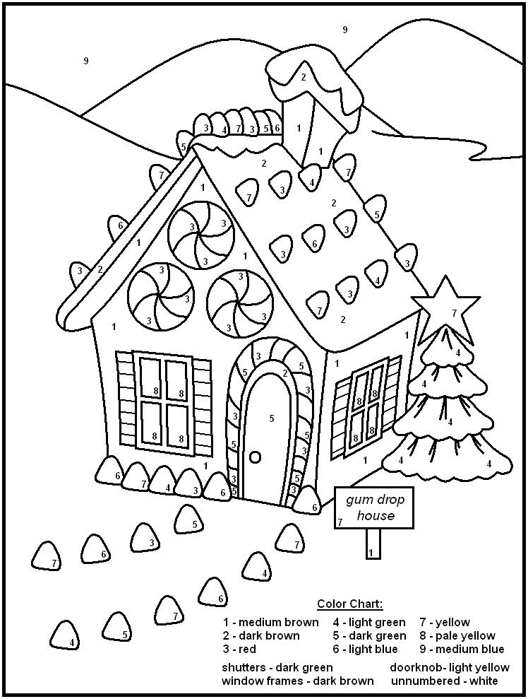 paint by numbers winter coloring pages - photo #26