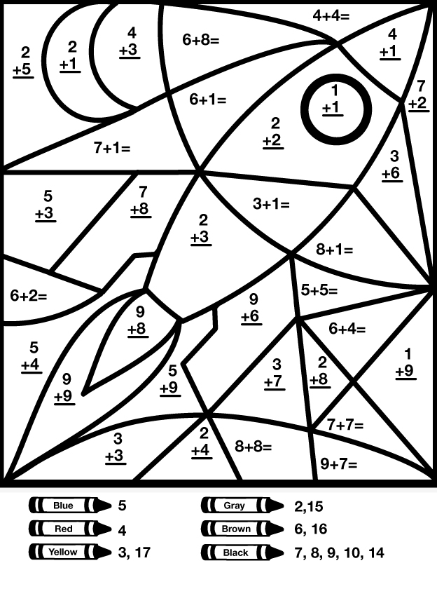 Free Printable Math Addition Coloring Worksheets