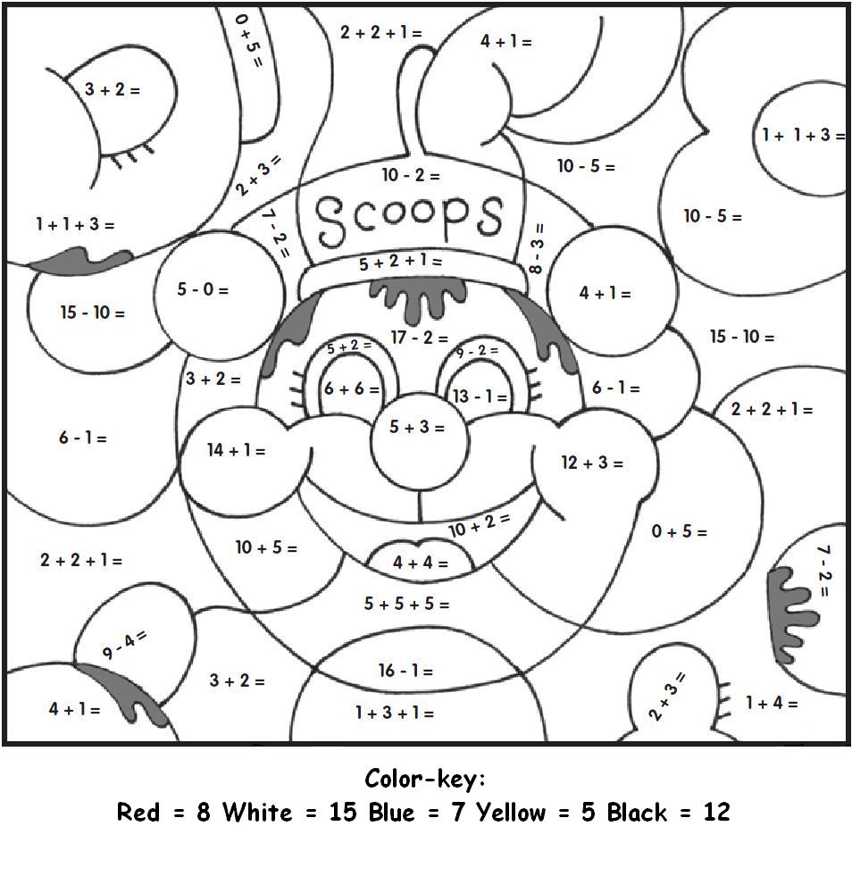 free math coloring worksheet addition and subtraction