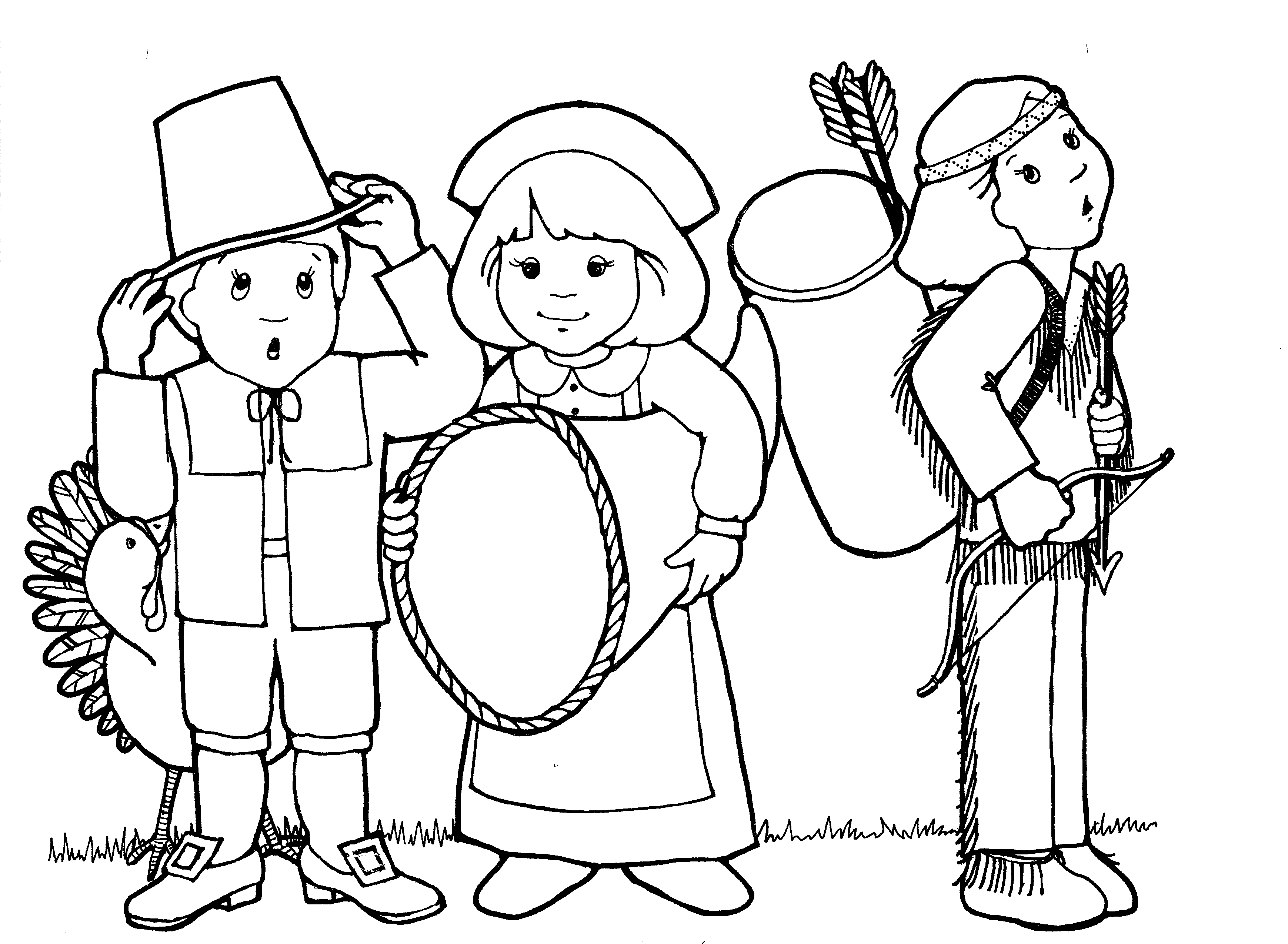 printable pilgrim and indians for coloring