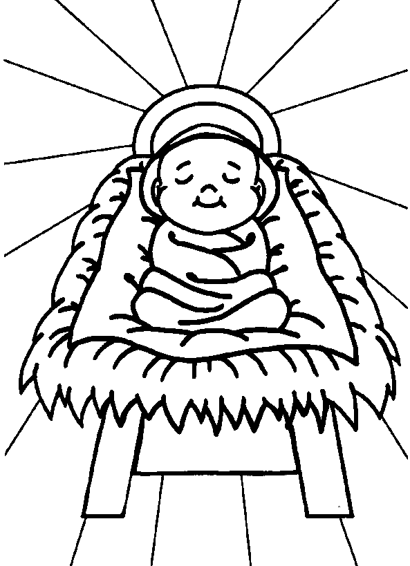 coloring nativity jesus printable manger