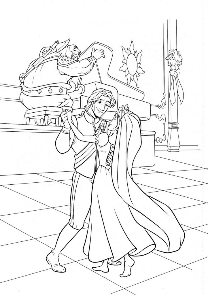 tangled coloring pages prince and princess - photo #8