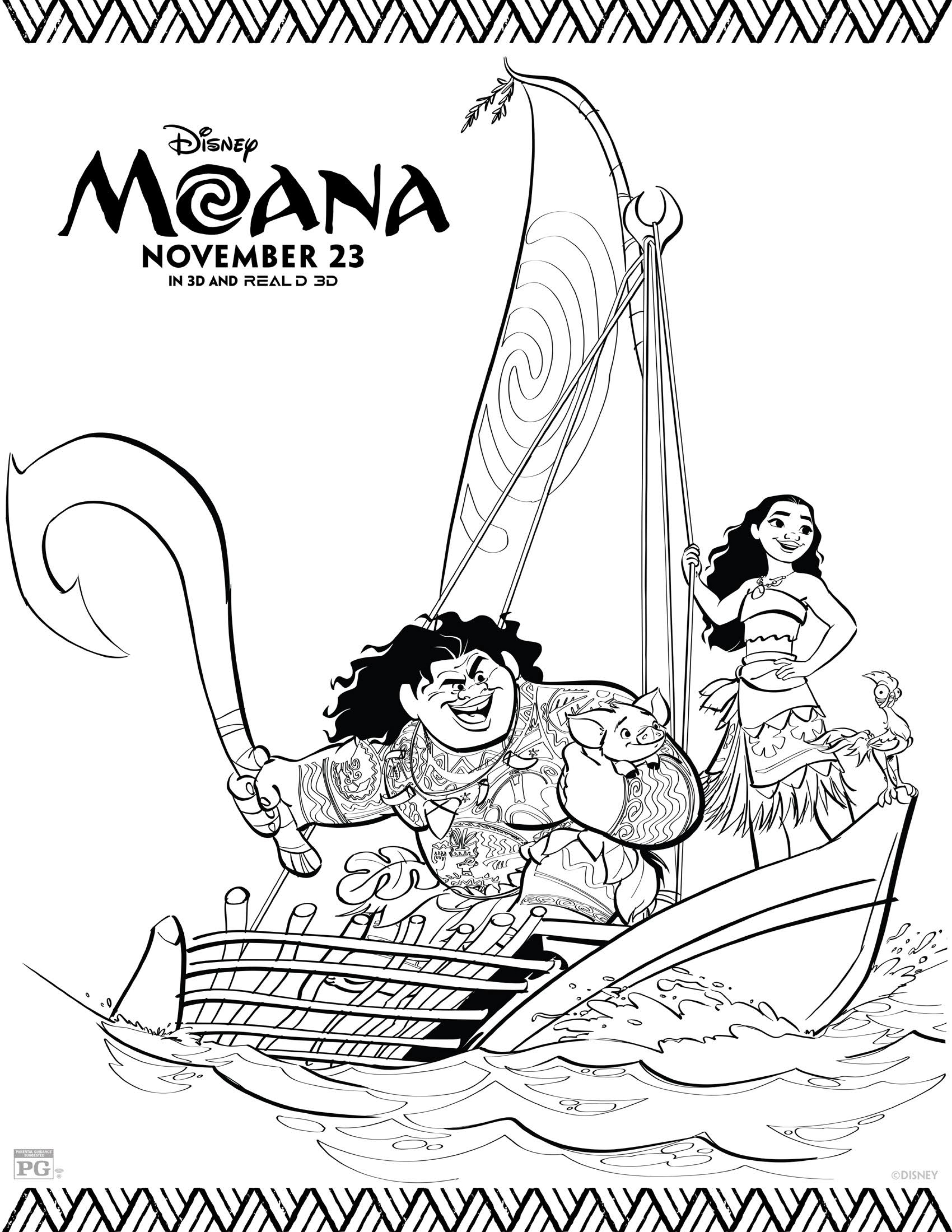 Free Printable Coloring Pages Moana Hard