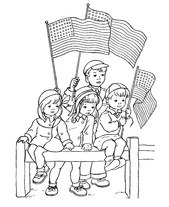 4th July Coloring Pages Kids Watching Parade Toddlers