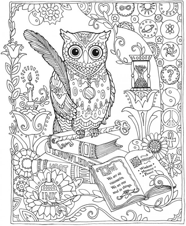 OWL Coloring Pages for Adults. Free Detailed Owl Coloring Pages