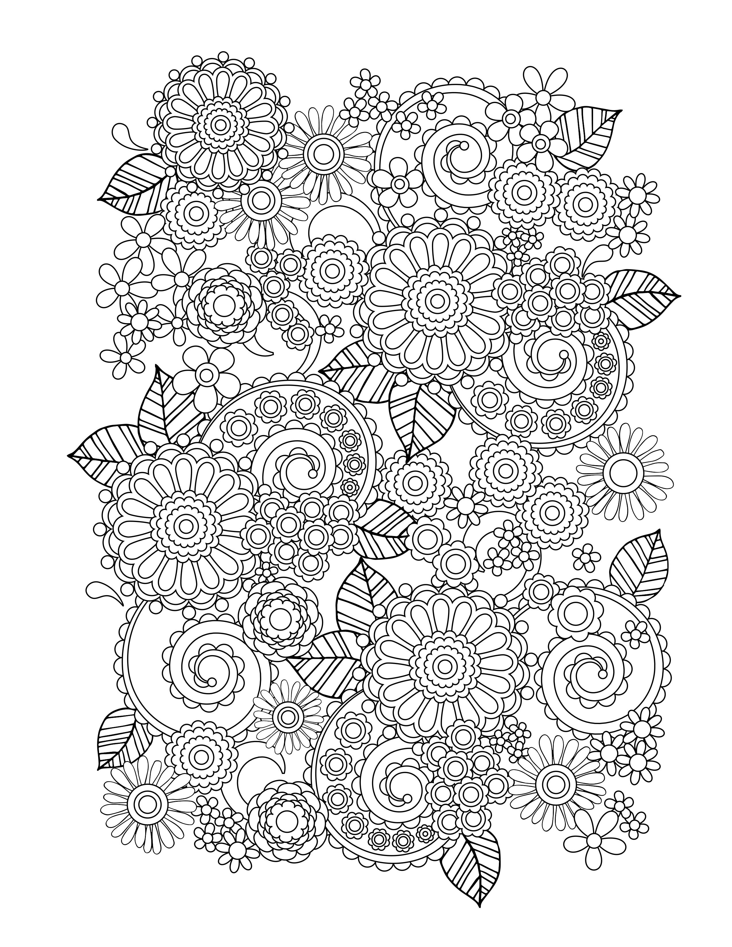 coloring adults flower printables
