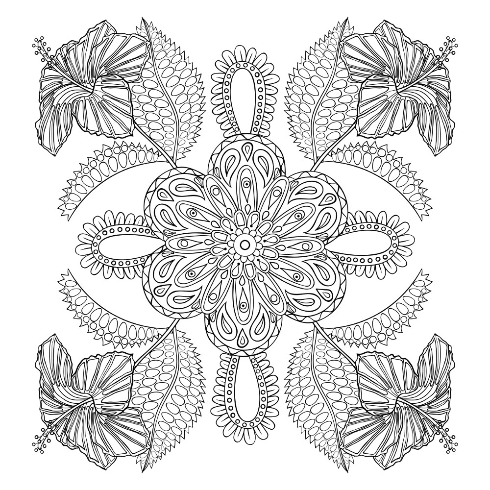 Flower Coloring Page for Adults Printables