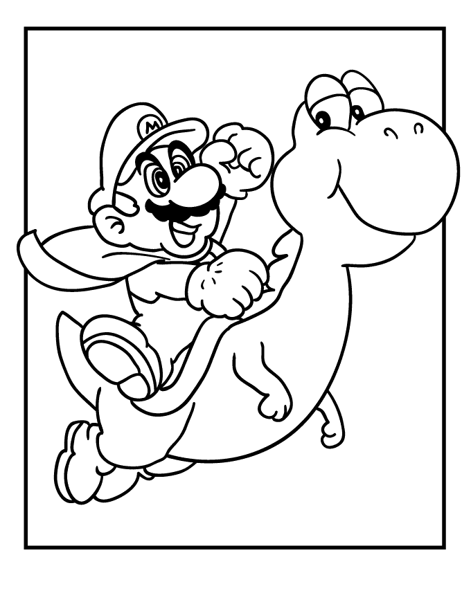 Gambar Super Mario Coloring Pages Kids Yoshi Di Rebanas Rebanas