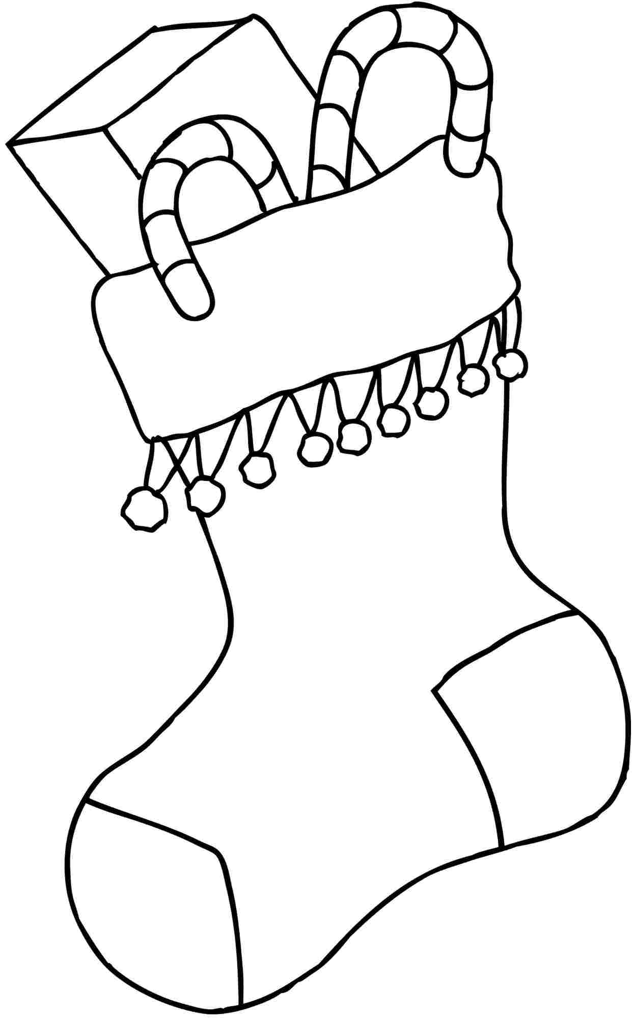 Candy Canes Christmas Stocking Coloring Pages