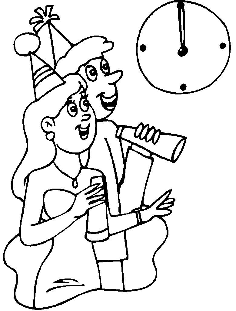 Couple Happy New Year Coloring Pages