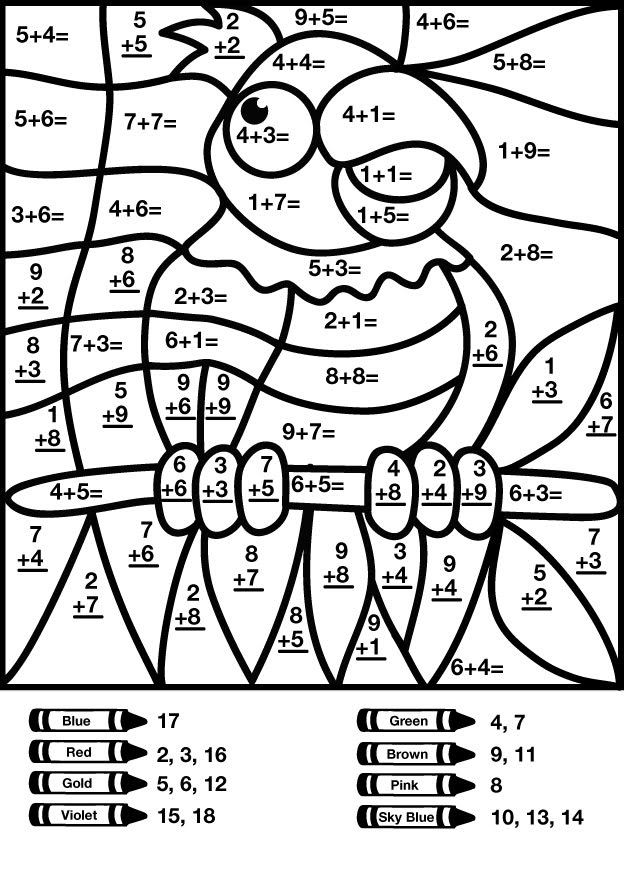 Free Printable Math Coloring By Numbers Worksheets