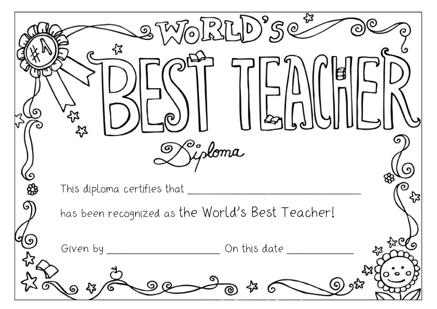 Free Printable Best Teacher Coloring Pages