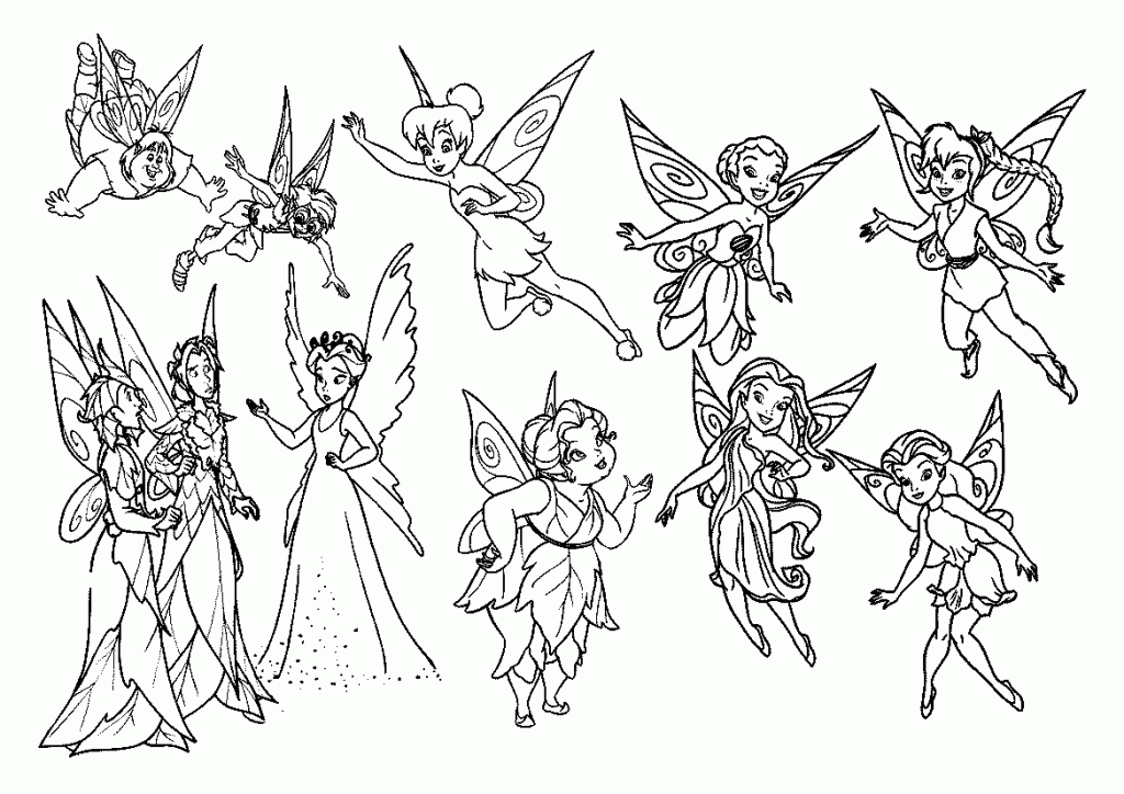 Coloring Pages of Tinkerbell and Her Fairy Friends