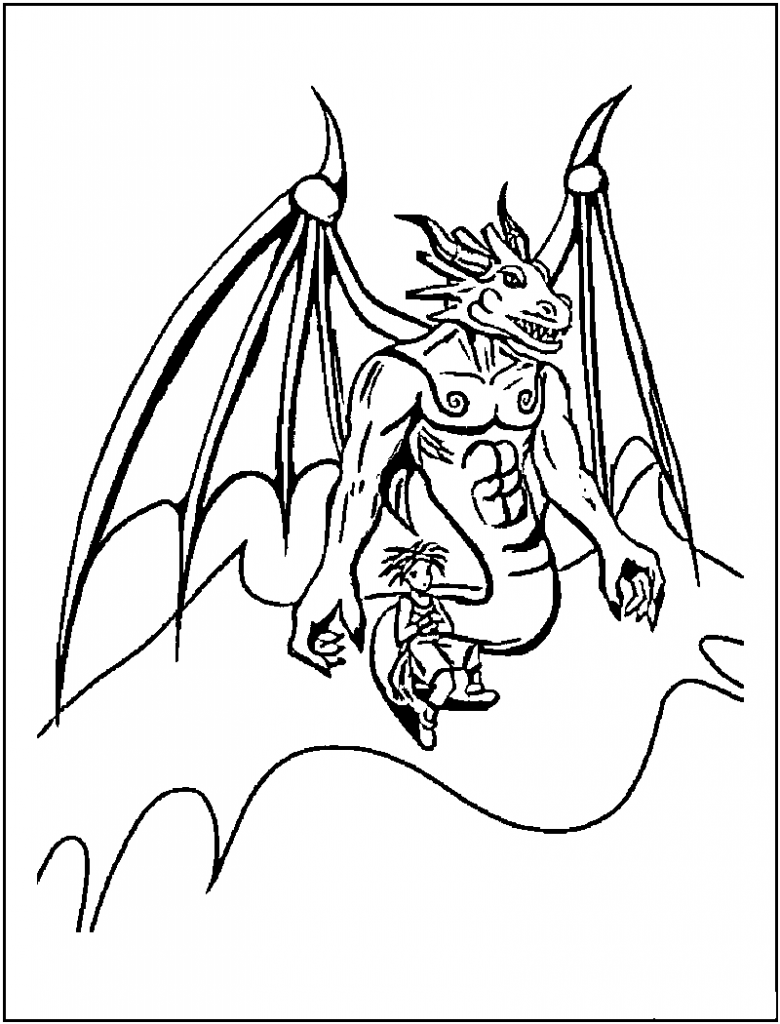 Coloring Pages of a Dragon