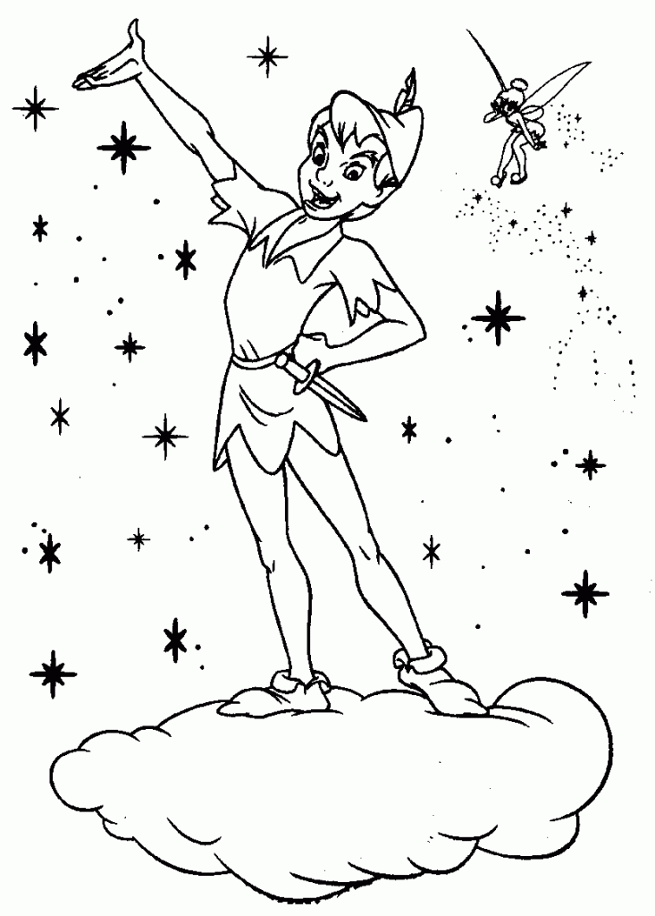 Peter Pan and Tinkerbell Coloring Pages