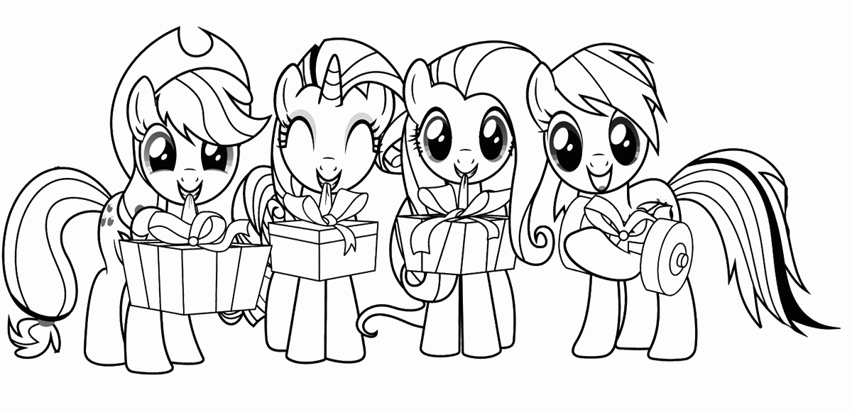 4 Mlp Giving Birthday Gifts Coloring Page