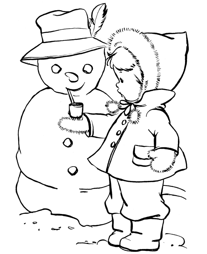 Adding The Corncob Pipe On The Snowman Coloring
