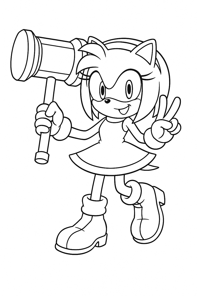 Amy Rose Sonic Coloring Page