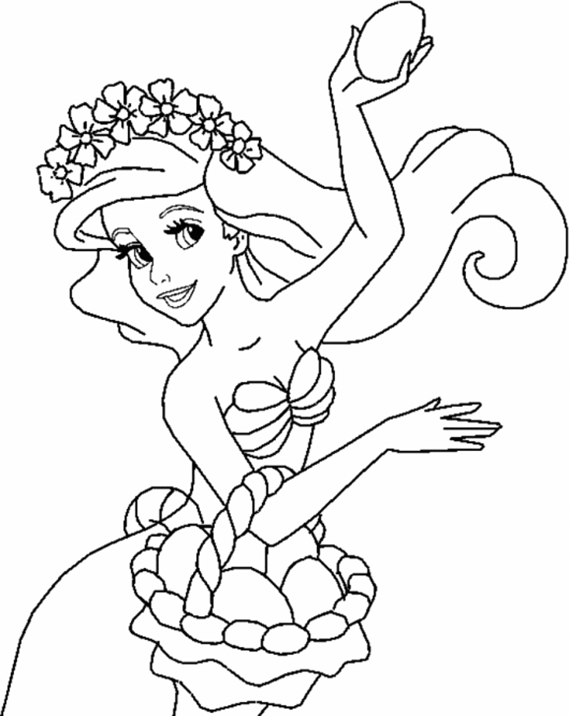 Ariel Easter Egg Basket Coloring Page