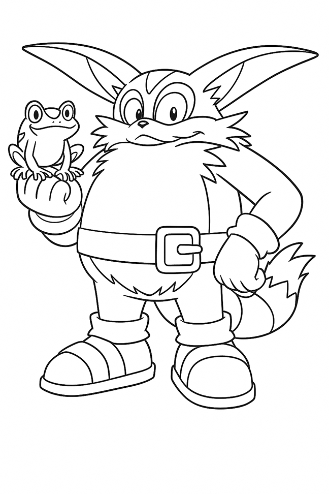 Big The Cat & Froggy From Sonic Coloring Page