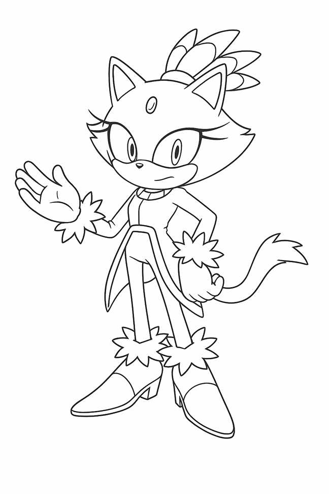 Blaze The Cat Sonic Coloring Page
