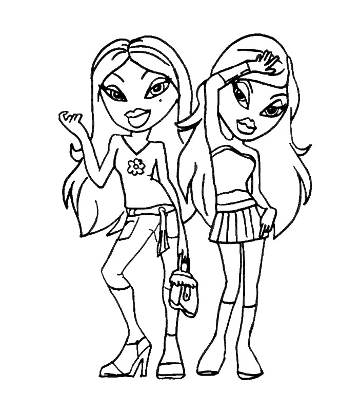 Bratz color page - Coloring pages for kids - Cartoon characters