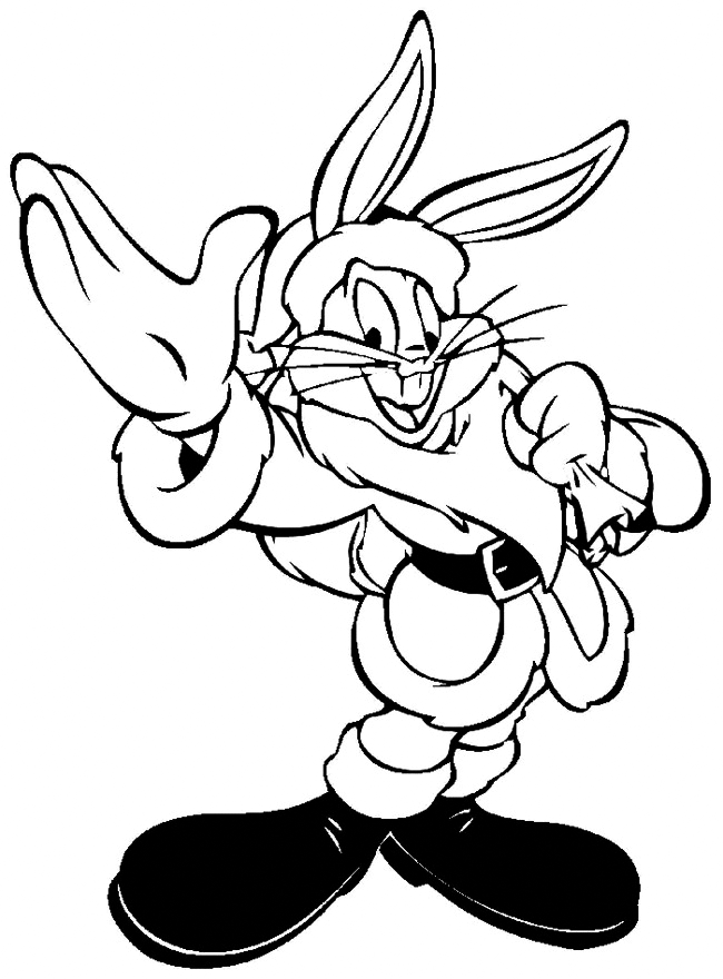 Bugs Bunny Dressed As Santa Coloring Page