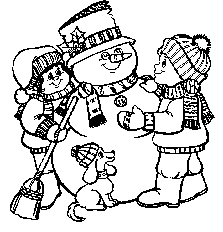 Building A Snowman Coloring Page