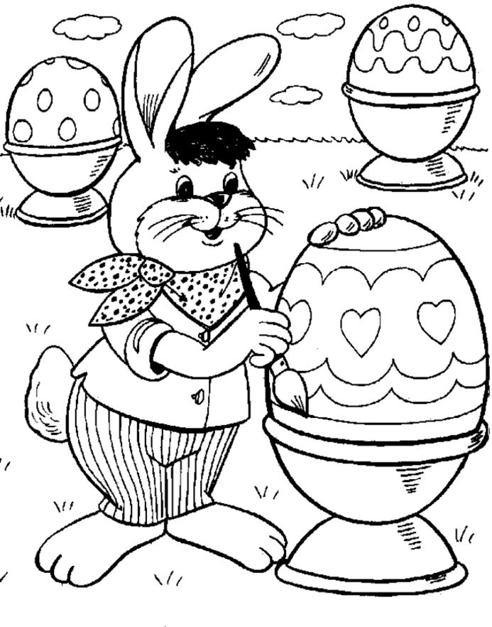 Bunny Painting Easter Egg Coloring Page